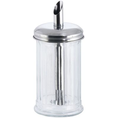 APS Zuckerdosierer mit Dosier-Rohr; 320 ml, 7.5x13.5 cm (ØxH); silber/transparent; rund APS Zuckerdosierer mit Dosier-Rohr; 320 ml, 7.5x13.5 cm (ØxH); silber/transparent; rund