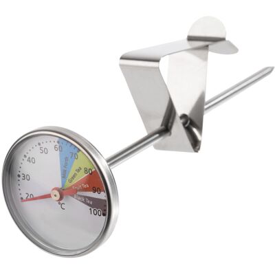APS Thermometer für Milchkännchen Ø 4 cm, Länge: 13,5 cm 18/8 Edelstahl, Glas mit Clip, höhenverstellbar Temperaturbereich 20°C bis 100°C; 4x4x13.5 cm (LxBxH); mehrfarbig APS Thermometer für Milchkännchen Ø 4 cm, Länge: 13,5 cm 18/8 Edelstahl, Glas mit Clip, höhenverstellbar Temperaturbereich 20°C bis 100°C; 4x4x13.5 cm (LxBxH); mehrfarbig