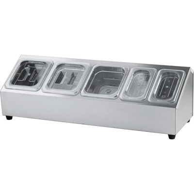 Stalgast Ständer für Gastronormbehälter - 3 x GN 1/6 (150 mm) und 2 x GN 1/9 (150 mm); 73x23x23 cm (BxHxT); silber Stalgast Ständer für Gastronormbehälter - 3 x GN 1/6 (150 mm) und 2 x GN 1/9 (150 mm); 73x23x23 cm (BxHxT); silber