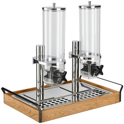 VEGA Müslispender Esino doppelt 1/1; GN 1/1, 61.9x38.6x56.2 cm (LxBxH); eiche/schwarz/edelstahl; rechteckig VEGA Müslispender Esino doppelt 1/1; GN 1/1, 61.9x38.6x56.2 cm (LxBxH); eiche/schwarz/edelstahl; rechteckig