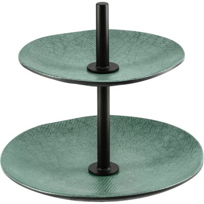 VEGA Etagere Tuska 2-stöckig; 26x24.8 cm (ØxH); grün/grau/schwarz; rund VEGA Etagere Tuska 2-stöckig; 26x24.8 cm (ØxH); grün/grau/schwarz; rund