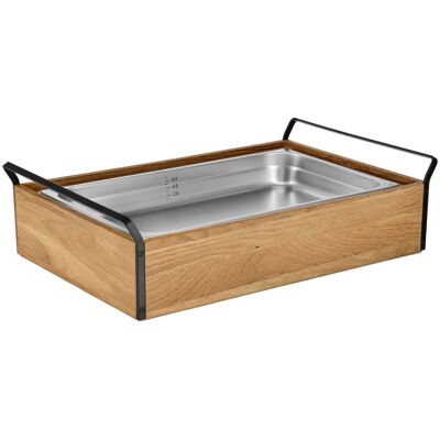 VEGA Buffet Kühltablett Esino mittel, Edelstahl 1/1; GN 1/1, 61.9x38.6x16.9 cm (LxBxH); eiche/schwarz/edelstahl; rechteckig VEGA Buffet Kühltablett Esino mittel, Edelstahl 1/1; GN 1/1, 61.9x38.6x16.9 cm (LxBxH); eiche/schwarz/edelstahl; rechteckig