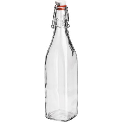 Bormioli Rocco Bügelverschlussflasche Swing; 550 ml, 6x6x26.5 cm (LxBxH); transparent; quadratisch; 12 Stück / Pack Bormioli Rocco Bügelverschlussflasche Swing; 550 ml, 6x6x26.5 cm (LxBxH); transparent; quadratisch; 12 Stück / Pack