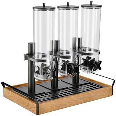 VEGA Müslispender Esino dreifach 1/1; GN 1/1, 61.9x38.6x56.2 cm (LxBxH); eiche/schwarz; rechteckig VEGA Müslispender Esino dreifach 1/1; GN 1/1, 61.9x38.6x56.2 cm (LxBxH); eiche/schwarz; rechteckig