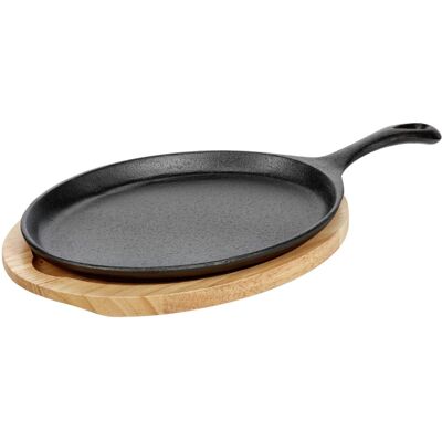 Pulsiva Gusseisen Servierteller mit Holzständer - Koch- und Serviergeschirr Pulsiva Gusseisen Servierteller mit Holzständer - Koch- und Serviergeschirr