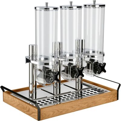 VEGA Müslispender Esino dreifach 1/1; GN 1/1, 61.9x38.6x56.2 cm (LxBxH); eiche/schwarz/edelstahl; rechteckig VEGA Müslispender Esino dreifach 1/1; GN 1/1, 61.9x38.6x56.2 cm (LxBxH); eiche/schwarz/edelstahl; rechteckig