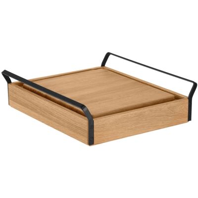 VEGA Buffet Kühltablett Esino flach, Holz 1/2; GN 1/2, 35.4x38.6x10.9 cm (LxBxH); eiche/schwarz; rechteckig VEGA Buffet Kühltablett Esino flach, Holz 1/2; GN 1/2, 35.4x38.6x10.9 cm (LxBxH); eiche/schwarz; rechteckig