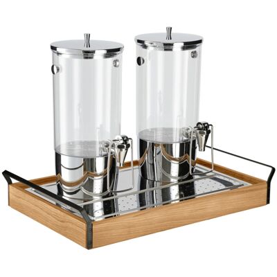 VEGA Saftspender Esino doppelt 1/1; 61.9x38.6x42 cm (LxBxH); eiche/schwarz/edelstahl VEGA Saftspender Esino doppelt 1/1; 61.9x38.6x42 cm (LxBxH); eiche/schwarz/edelstahl