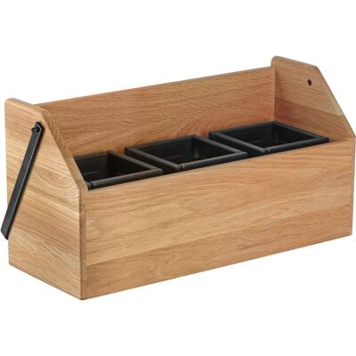 VEGA Getränkebox Esino inkl. Tropfschale und Kühlakku; 45.8x16.8x22 cm (LxBxH); eiche/schwarz; rechteckig VEGA Getränkebox Esino inkl. Tropfschale und Kühlakku; 45.8x16.8x22 cm (LxBxH); eiche/schwarz; rechteckig