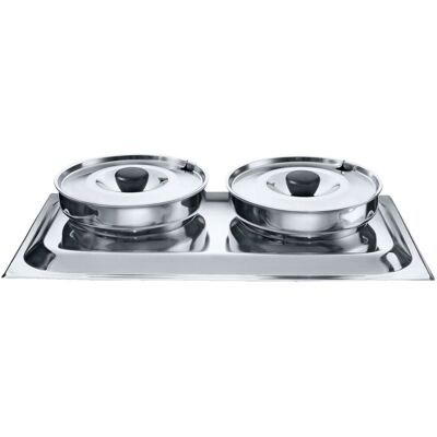 PULSIVA Chafing-Dish-Aufsatz-Set Duo; Größe GN 1/1, 8400 ml, 55x32x35 cm (BxHxT); silber PULSIVA Chafing-Dish-Aufsatz-Set Duo; Größe GN 1/1, 8400 ml, 55x32x35 cm (BxHxT); silber
