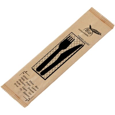 WIMEX Einweg-Besteck-Set Betulla S; 16 cm (L); braun; 60 Set / Pack WIMEX Einweg-Besteck-Set Betulla S; 16 cm (L); braun; 60 Set / Pack