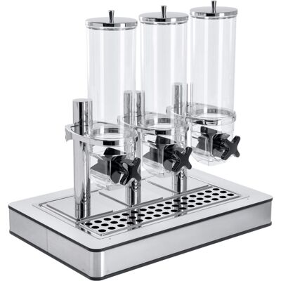 VEGA Müslispender Fundale dreifach, GN 1/1, Edelstahl; GN 1/1, 63x42.5x64.7 cm (LxBxH); edelstahl/weiß/transparent/silber; rechteckig VEGA Müslispender Fundale dreifach, GN 1/1, Edelstahl; GN 1/1, 63x42.5x64.7 cm (LxBxH); edelstahl/weiß/transparent/silber; rechteckig