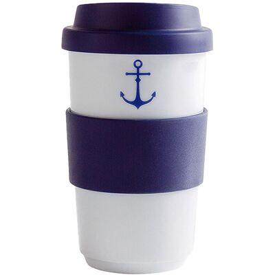 Kahla Becher + Trinkdeckel + Banderole Ahoi Marie; 350 ml, 8x13 cm (ØxH); blau Kahla Becher + Trinkdeckel + Banderole Ahoi Marie; 350 ml, 8x13 cm (ØxH); blau