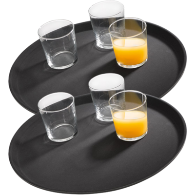 APS Tablett NOSLIDE, 2er-Set; 40.5x40.5x2 cm (LxBxH); schwarz; rund; 2 Stück / Pack APS Tablett NOSLIDE, 2er-Set; 40.5x40.5x2 cm (LxBxH); schwarz; rund; 2 Stück / Pack