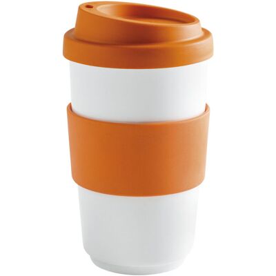 Kahla Becher + Trinkdeckel + Banderole fillit; 400 ml, 8x13 cm (ØxH); orange; rund Kahla Becher + Trinkdeckel + Banderole fillit; 400 ml, 8x13 cm (ØxH); orange; rund