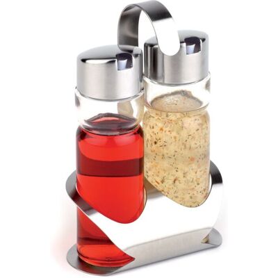 Assheuer + Pott - APS Essig-/Öl-Menage -Pro- - Matte Stainless - Glass Bottles - Öl-/Essig-Set Assheuer + Pott - APS Essig-/Öl-Menage -Pro- - Matte Stainless - Glass Bottles - Öl-/Essig-Set