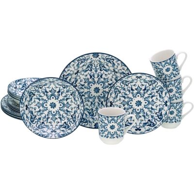 CreaTable Fresco Blau 16-teiliges Geschirrset - Mediterraner Stil CreaTable Fresco Blau 16-teiliges Geschirrset - Mediterraner Stil