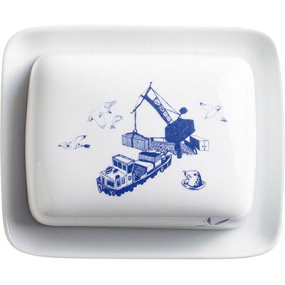 Kahla Butterdose, eckig Porzellan Hafenszene; 17.3x14.2x5.8 cm (LxBxH); blau Kahla Butterdose, eckig Porzellan Hafenszene; 17.3x14.2x5.8 cm (LxBxH); blau