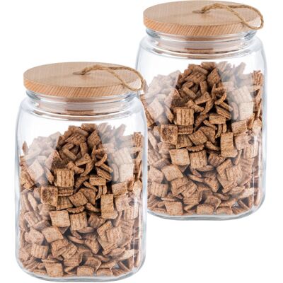 APS Vorratsglas WOODY, mit Holzdeckel; 2500 ml, 14x14x21.5 cm (LxBxH); transparent; 2 Stück / Pack APS Vorratsglas WOODY, mit Holzdeckel; 2500 ml, 14x14x21.5 cm (LxBxH); transparent; 2 Stück / Pack
