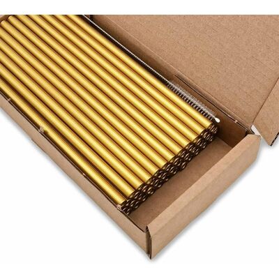 Gastro Pionier 50x Glas Trinkhalme farbig; 0.8x15 cm (ØxL); gold; 50 Stück / Pack Gastro Pionier 50x Glas Trinkhalme farbig; 0.8x15 cm (ØxL); gold; 50 Stück / Pack