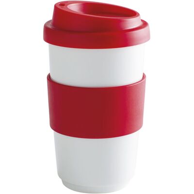 Kahla Becher + Trinkdeckel + Banderole fillit; 400 ml, 8x13 cm (ØxH); rot; rund Kahla Becher + Trinkdeckel + Banderole fillit; 400 ml, 8x13 cm (ØxH); rot; rund
