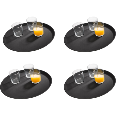 APS Tablett NOSLIDE, 2er-Set; 40.5x40.5x2 cm (LxBxH); schwarz; rund; 4 Stück / Pack APS Tablett NOSLIDE, 2er-Set; 40.5x40.5x2 cm (LxBxH); schwarz; rund; 4 Stück / Pack