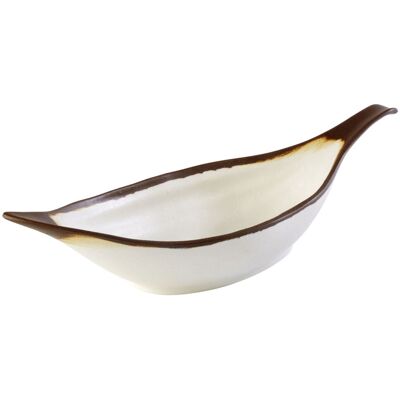 APS Blattschale CROCKER, 170 ml; 650 ml, 42x14x9.5 cm (LxBxH); weiß/braun; rechteckig APS Blattschale CROCKER, 170 ml; 650 ml, 42x14x9.5 cm (LxBxH); weiß/braun; rechteckig