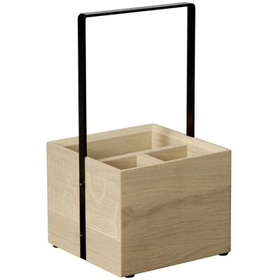 APS Table Caddy -VALO- 15 x 15 cm, H: 28 cm Höhe ohne Griff: 12,5 cm Eichenholz (geölt) Metall, schwarz mit Antirutsch-Füßchen 2 kleine Fächer: 6 x 6 cm 1 großes Fach: 6 x 13 cm; 15x15x28 cm (LxBxH); hellbraun/schwarz; quadratisch APS Table Caddy -VALO- 15 x 15 cm, H: 28 cm Höhe ohne Griff: 12,5 cm Eichenholz (geölt) Metall, schwarz mit Antirutsch-Füßchen 2 kleine Fächer: 6 x 6 cm 1 großes Fach: 6 x 13 cm; 15x15x28 cm (LxBxH); hellbraun/schwarz; quadratisch
