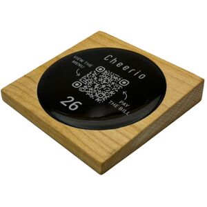 PRODUCTMATE Tischaufsteller liegend schräg mit QR-Code Aufkleber glänzend; 8.5x8.5 cm (BxH); ahorn/hellbraun; 25 Stück / Pack PRODUCTMATE Tischaufsteller liegend schräg mit QR-Code Aufkleber glänzend; 8.5x8.5 cm (BxH); ahorn/hellbraun; 25 Stück / Pack