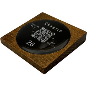 PRODUCTMATE Tischaufsteller liegend schräg mit QR-Code Aufkleber glänzend; 11x11 cm (BxH); buche/dunkelbraun; 25 Stück / Pack PRODUCTMATE Tischaufsteller liegend schräg mit QR-Code Aufkleber glänzend; 11x11 cm (BxH); buche/dunkelbraun; 25 Stück / Pack