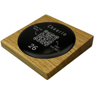 PRODUCTMATE Tischaufsteller liegend schräg mit QR-Code Aufkleber glänzend; 11x11 cm (BxH); eiche; 25 Stück / Pack PRODUCTMATE Tischaufsteller liegend schräg mit QR-Code Aufkleber glänzend; 11x11 cm (BxH); eiche; 25 Stück / Pack