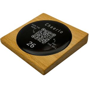 PRODUCTMATE Tischaufsteller liegend schräg mit QR-Code Aufkleber glänzend; 11x11 cm (BxH); buche/braun; 25 Stück / Pack PRODUCTMATE Tischaufsteller liegend schräg mit QR-Code Aufkleber glänzend; 11x11 cm (BxH); buche/braun; 25 Stück / Pack