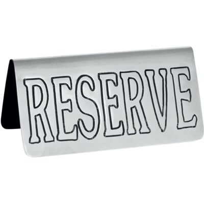 METAFICH Set aus 6 Tischstaffeleien „RESERVE“ aus rostfreiem Stahl.; 10x5 cm (BxH); silber; 6 Stück / Pack METAFICH Set aus 6 Tischstaffeleien „RESERVE“ aus rostfreiem Stahl.; 10x5 cm (BxH); silber; 6 Stück / Pack