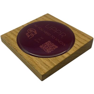 PRODUCTMATE Tischaufsteller liegend schräg mit QR-Code Aufkleber glänzend und NFC-Chip; 11x11 cm (BxH); eiche; 25 Stück / Pack PRODUCTMATE Tischaufsteller liegend schräg mit QR-Code Aufkleber glänzend und NFC-Chip; 11x11 cm (BxH); eiche; 25 Stück / Pack