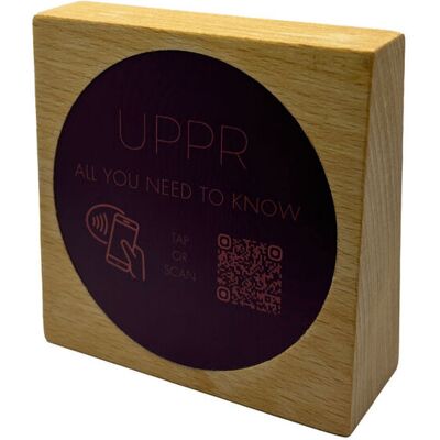 PRODUCTMATE Tischaufsteller stehend mit QR-Code Aufkleber matt und NFC-Chip; 11x11 cm (BxH); buche/braun; 25 Stück / Pack PRODUCTMATE Tischaufsteller stehend mit QR-Code Aufkleber matt und NFC-Chip; 11x11 cm (BxH); buche/braun; 25 Stück / Pack