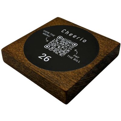 PRODUCTMATE Tischaufsteller liegend gerade mit QR-Code Aufkleber matt; 8.5x8.5 cm (BxH); buche/dunkelbraun; 25 Stück / Pack PRODUCTMATE Tischaufsteller liegend gerade mit QR-Code Aufkleber matt; 8.5x8.5 cm (BxH); buche/dunkelbraun; 25 Stück / Pack