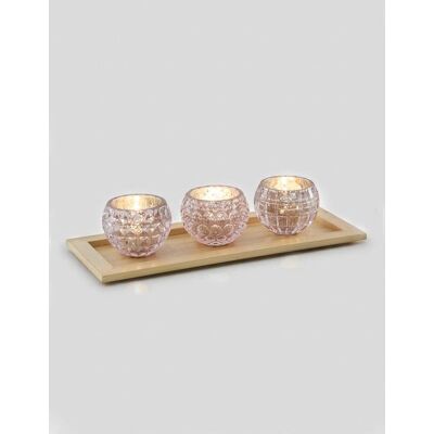 bonprix Teelichthalter auf Tablett (3er Pack) rosa bonprix Teelichthalter auf Tablett (3er Pack) rosa