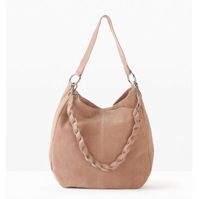 bonprix Veloursledertasche mit dekorativem Zusatzriemen beige 0 bonprix Veloursledertasche mit dekorativem Zusatzriemen beige 0