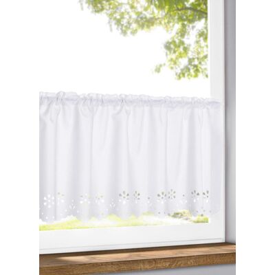 bonprix Halbtransparente Scheibengardine mit gemusterter Kante weiß 4 (H/B: 45/120 cm) bonprix Halbtransparente Scheibengardine mit gemusterter Kante weiß 4 (H/B: 45/120 cm)