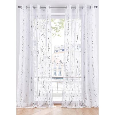 bonprix Gardine mit Glanz Druck (1er Pack) weiß 4 (H/B: 245/140 cm) bonprix Gardine mit Glanz Druck (1er Pack) weiß 4 (H/B: 245/140 cm)