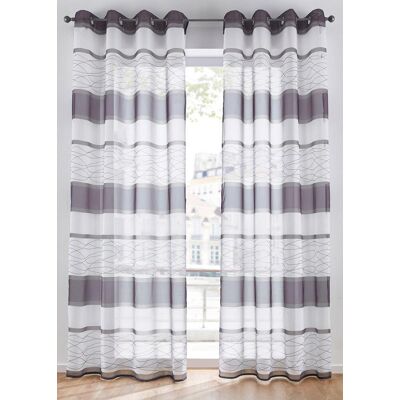 bonprix Transparente Gardine mit Querstreifen Druck (1er Pack) grau 4 (H/B: 245/144 cm) bonprix Transparente Gardine mit Querstreifen Druck (1er Pack) grau 4 (H/B: 245/144 cm)