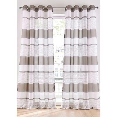 bonprix Transparente Gardine mit Querstreifen Druck (1er Pack) braun 1 (H/B: 145/144 cm) bonprix Transparente Gardine mit Querstreifen Druck (1er Pack) braun 1 (H/B: 145/144 cm)