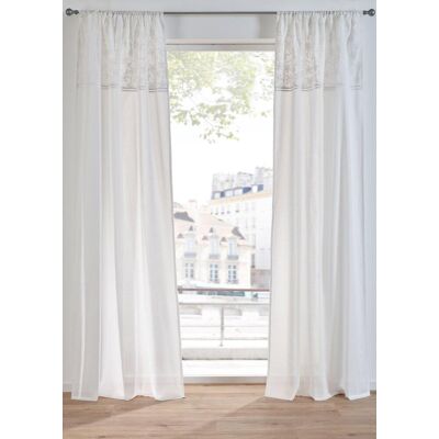 bonprix Vorhang mit Stickerei-Kante aus Bio-Baumwolle (1er Pack) weiß 1 (H/B: 145/110 cm) bonprix Vorhang mit Stickerei-Kante aus Bio-Baumwolle (1er Pack) weiß 1 (H/B: 145/110 cm)