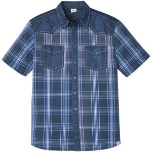 bonprix Kurzarmhemd mit Denimbesatz aus reiner Bio-Baumwolle blau 51 bonprix Kurzarmhemd mit Denimbesatz aus reiner Bio-Baumwolle blau 51