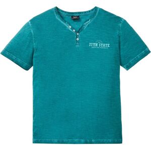 bonprix Henleyshirt, Kurzarm in gewaschener Optik aus reiner Bio-Baumwolle petrol 56 bonprix Henleyshirt, Kurzarm in gewaschener Optik aus reiner Bio-Baumwolle petrol 56