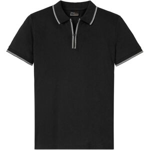 bonprix Piqué-Poloshirt mit Reißverschluss aus reiner Baumwolle schwarz 52 bonprix Piqué-Poloshirt mit Reißverschluss aus reiner Baumwolle schwarz 52