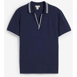 bonprix Piqué Poloshirt mit V-Ausschnitt blau 48 bonprix Piqué Poloshirt mit V-Ausschnitt blau 48