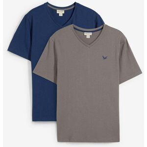 bonprix T-Shirt mit V-Ausschnitt aus reiner Bio-Baumwolle (2er Pack) blau 48 bonprix T-Shirt mit V-Ausschnitt aus reiner Bio-Baumwolle (2er Pack) blau 48