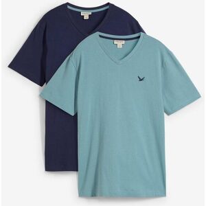 bonprix T-Shirt mit V-Ausschnitt aus reiner Bio-Baumwolle (2er Pack) blau 48 bonprix T-Shirt mit V-Ausschnitt aus reiner Bio-Baumwolle (2er Pack) blau 48