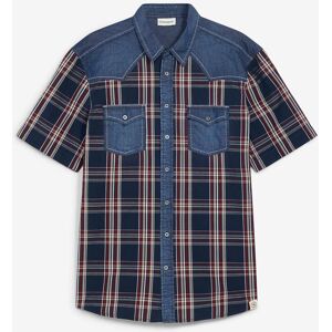 bonprix Kurzarmhemd mit Denimbesatz aus reiner Bio-Baumwolle blau 47 bonprix Kurzarmhemd mit Denimbesatz aus reiner Bio-Baumwolle blau 47